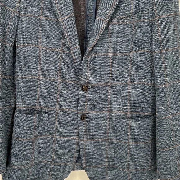 Peter Millar Holden Slim-Fit Checked Wool, Silk and Linen-Blend Blazer Blue 44R - Picture 6 of 13